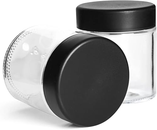 Miniatura 4 de Tarros gruesos de vidrio negros de 3 onzas con tapas negras  0.18 oz  150 recipientes herméticos para aceite, bálsamo labial, cera, cosméticos  Mini