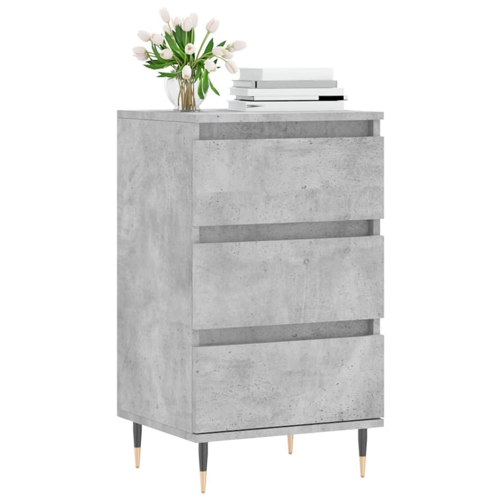 Credenza grigio cemento con 3 cassetti, 40 x 35 x 70 cm, in legno e gambe in metallo, moderno, per soggiorno e corridoio, con spazio e struttura stabile, per soggiorno e camera da letto