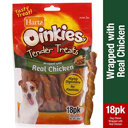 Hartz Oinkies Tender Treats Natural Smoked Chicken Twist Dog Treat Chews - 18