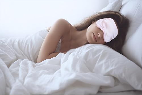 Miniatura 6 de 3 cubrebocas de seda natural real con correa ajustable, ambos lados bloquean la máscara de ojos de seda clara para dormir, cubiertas de sombras