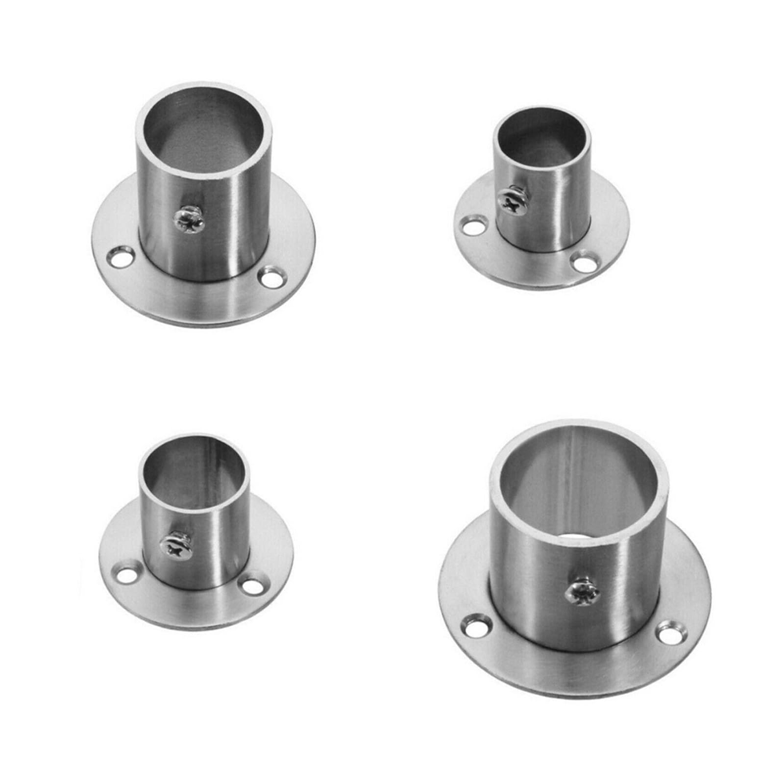 Ugzpwqlnx 32Mm Stainless Steel Pole Socket Flange Rod, Stainless Steel Pole Sockets Flange Wall Anchor For Wardrobe Hanging Rail Silver 19-(32Mm)