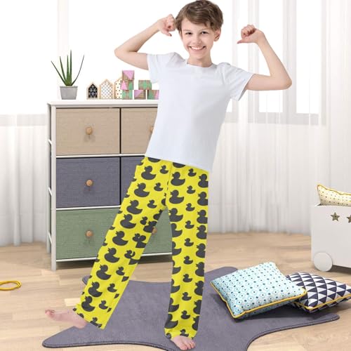 Boy's Pants Black Duck on Yellow Jogger Pants Elastic Waist Long Bottoms Trousers with Pockets 6-14 Years4