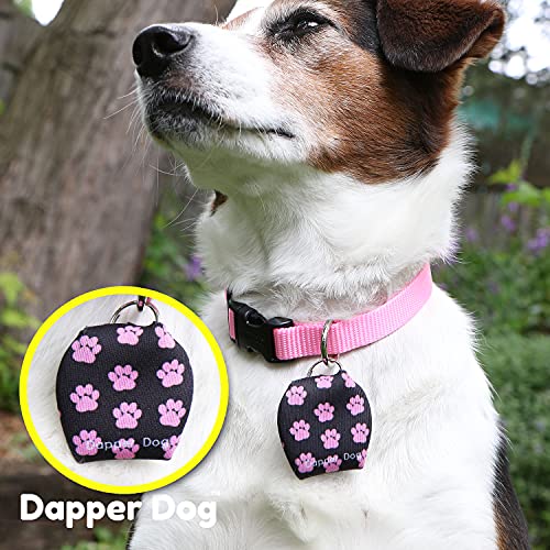 Image of Dapper Dog - Dog Tag Silencer with Tag Ring (Black with Pink Paw Prints)