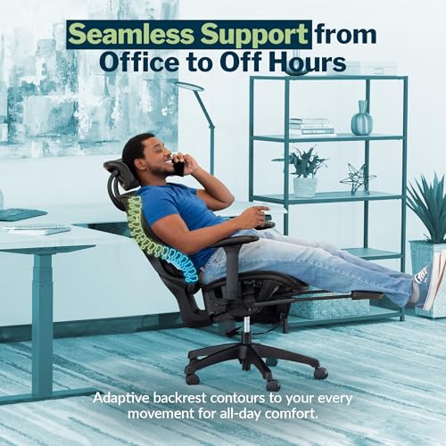 Image of Vari ComfortFlex Office Chair (Gen 2) - Ergonomic Chair with Dynamic Lumbar Support - Adjustable Headrest and Retractable Leg Rest - Fully Customizable for Home or Office
