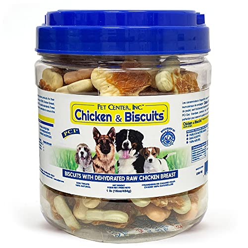 PCI Pet Center Inc. Chicken & Biscuits, Biscuits wrapped with Chicken Breasts Dog Treats, 1 Pound Container