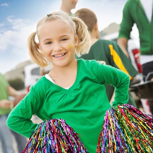 4 Cheerleader Pompons, Bunte Pom Poms für Cheerleading, Sportteams und Teamgeist Aktivitäten, Ideal für Cheerleader Kostüm und Auftritte