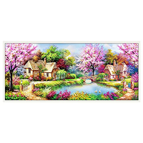 Twinkel Pinkel Cottage Diamond Painting Kit DIY Landscape Painting Cross Stitch Diamond Embroidery Full Drill Wall Arts Craft Home Decoration, 39.4