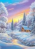 VCLKDIY Winter Snowy Landscape Paint by Numbers Kits for Adults, DIY Canvas Paint by Numbers Kits for Adults Beginners, Acrylic Painting for Beginners Art by Numbers Home Wall Decor 16x20 Inch