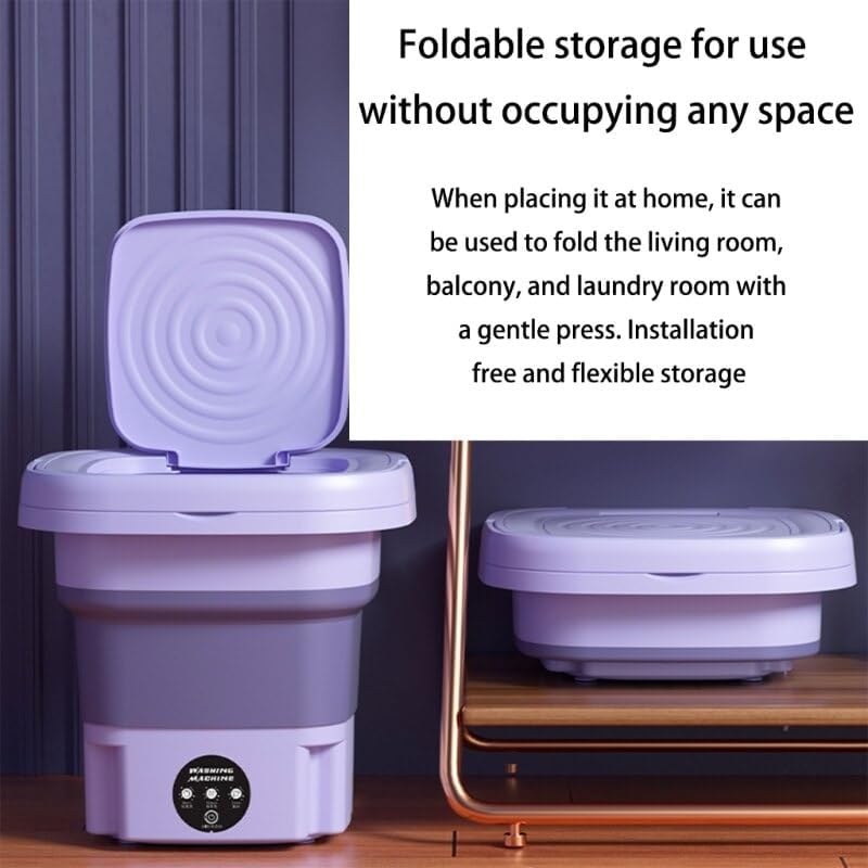 M2EE Foldable Washing Machine Automatic Portable Mini Underwear Sock Small Items 10W Washing Machine with Centrifuge 8L (Color : GN)