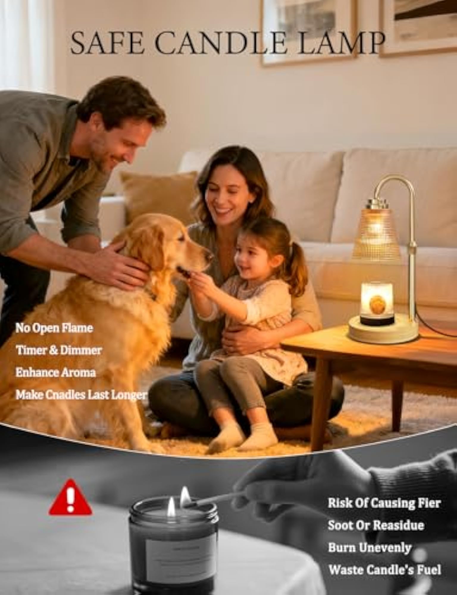 Adjustable Candle Warmer Lamp with Timer Dimmable