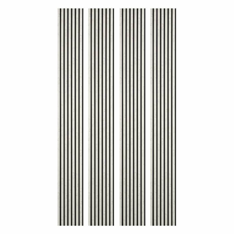 DECOON - Lote de 4 paneles listones de madera, 250 x 30 x 1,9 cm, decoración de mármol, color blanco, fieltro negro, 3 m²