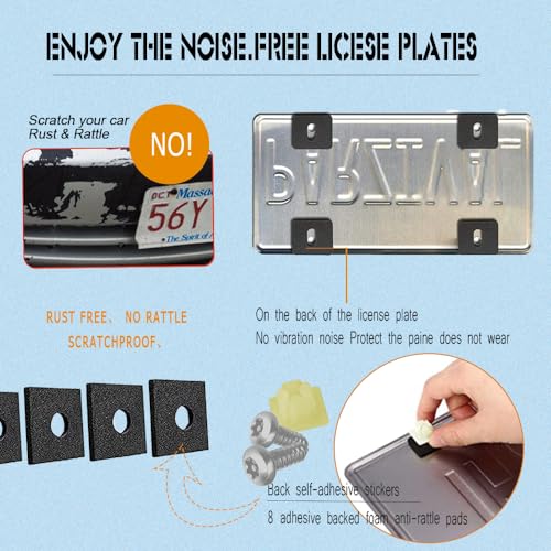 HAOBO 4 Set Black Anti Theft License Plate Screws, M6 (1/4\") Tamper Proof Fastener Nut, Car Accessories Anti-Rattle & Rust-Proof Bolts for Securing License Plates Frames or Covers on Car Truck SUV