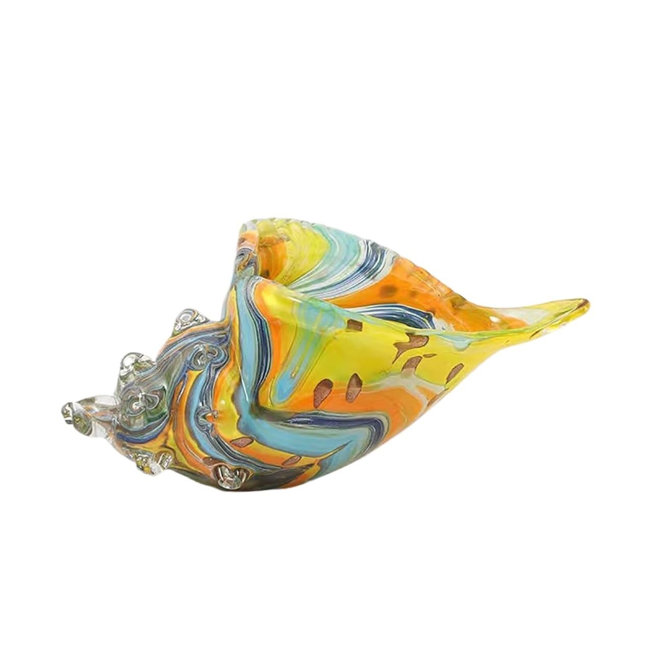 Concha de Caracol ， Escultura de Concha de Cristal, Hecha a Mano, Moderna, for decoración del hogar.(Yellow)