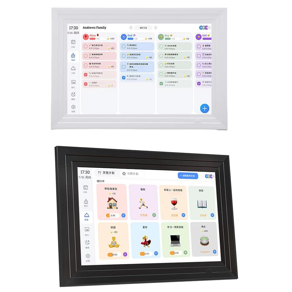 Calendario Digitale per Le Faccende Domestiche, Schermo LCD IPS da 10 Pollici, Calendario da Parete per con Gestione Tramite App, Spina UE