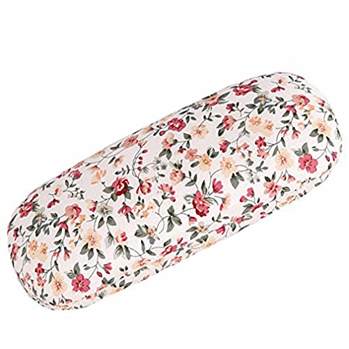 Laat Funda de gafas de diseño floral retro, antigolpes, con forro blando, tela, blanco, 16.5*6.5*3.5cm