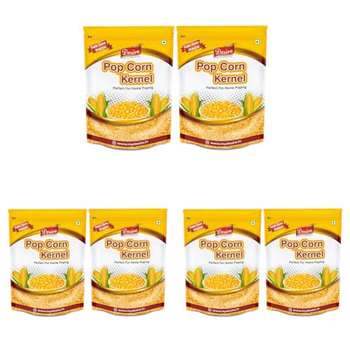 Image of Desire Popcorn Kernel Seeds, 2kg | Large Size Gourmet Makkai Popcorn Kernels | High Expansion, Imported, Ideal for Movie Nights (Pack of 3)