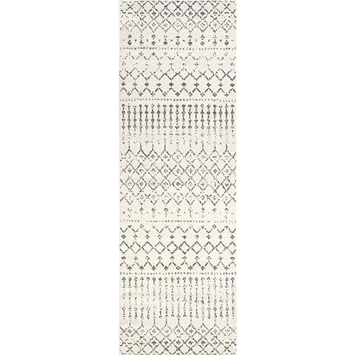nuLOOM Moroccan Blythe Runner Rug, 61 cm x 183 cm, Grey/Off-white, 61 x 183 cm (Rectangular) - Image 3