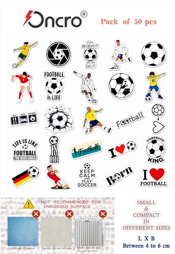 Image of 50 pcs Football Soccer Positive Sports Affirmation Quotes Aesthetic Friends Vinyl Sticker Accessories for Mobile Fridge Skateboard Laptop Bottle Journal Guitar Office Room Novelty Stationery