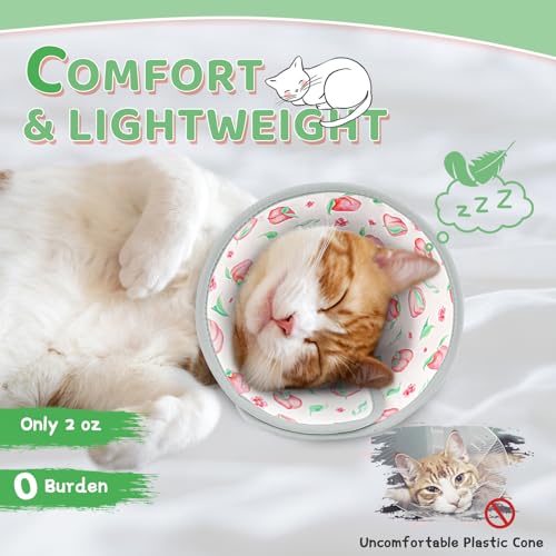 GoGoPaw Cat Cone Collar Soft to Stop Licking, Adjustable, Foldable Lightweight Kitten Cones After Surgery Recovery for Cats & Kittens, Cat Cone Alternative, Easy Eating (PinkWhite, S) by GoGoPaw - Image 2
