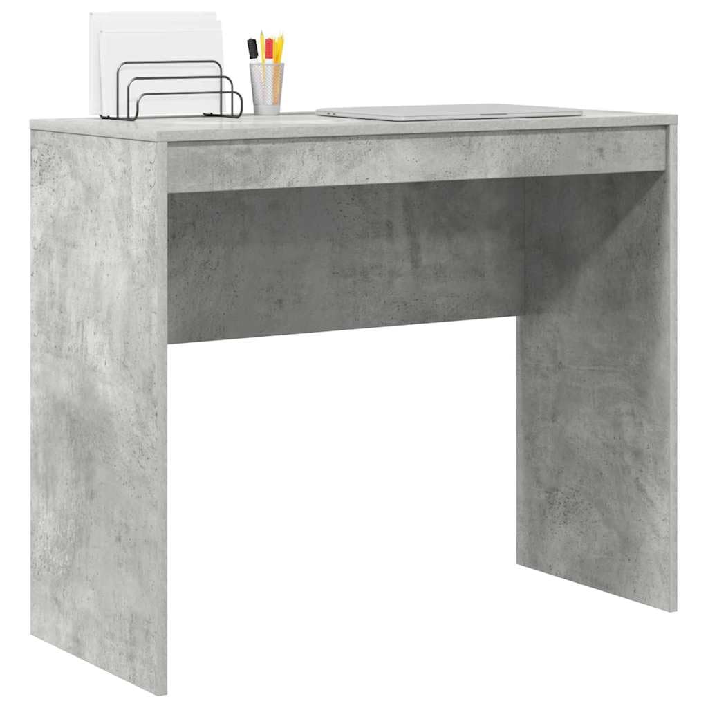 Scrivania in cemento grigio 90 x 40 x 76 cm, scrivania compatta effetto cemento per piccoli uffici, con robusto piano in legno e design moderno, facile da montare