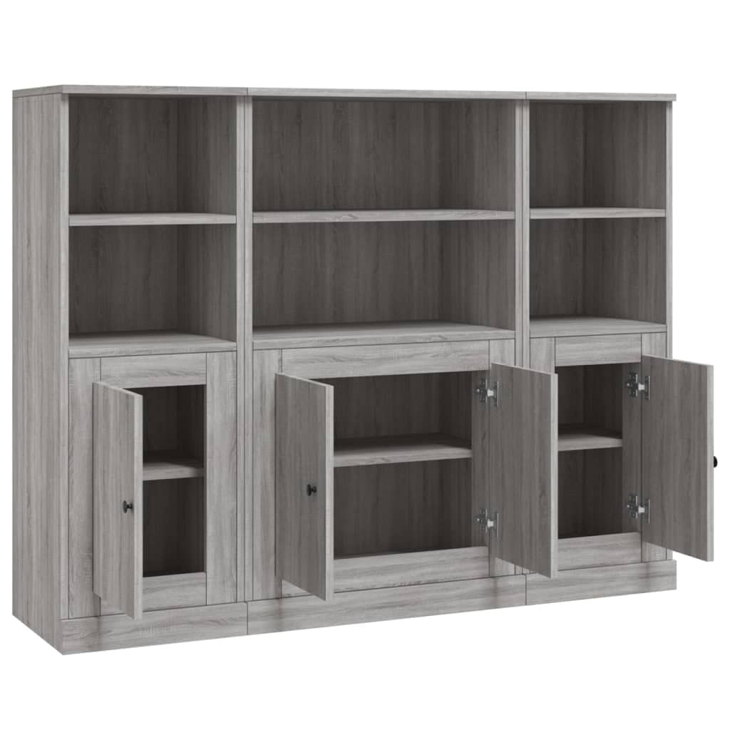 Highboards 3 szt. szary Sonoma drewno sideboards szafa na ubrania do wnętrz sypialni