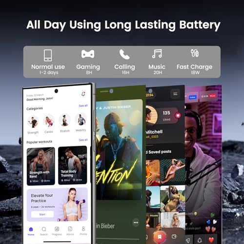 C24 Ultra Smartphone, 6+256GB Unlocked Cell Phone, Android 13.0, 48+108MP Zoom Camera, Build-in Pen,Long Battery Life 6800mAh, Dual SIM, 6.8“ HD Screen,Face ID/Fingerprint Lock/GPS (Black) - Image 3