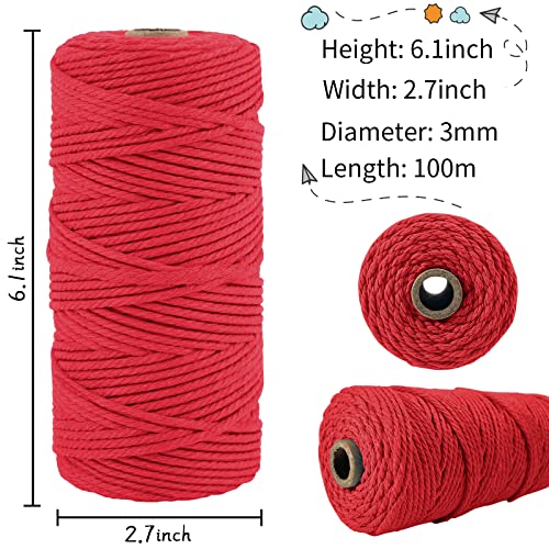 LEREATI Macrame Cord 3mm x 100m, Thick Macrame Rope Natural Cotton Rope Craft String - Image 2