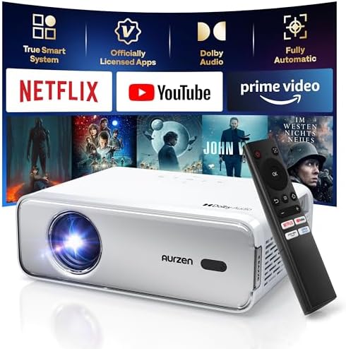 Netflix-Officially Projector, Aurzen Eazze D1 4K Supported Smart ...