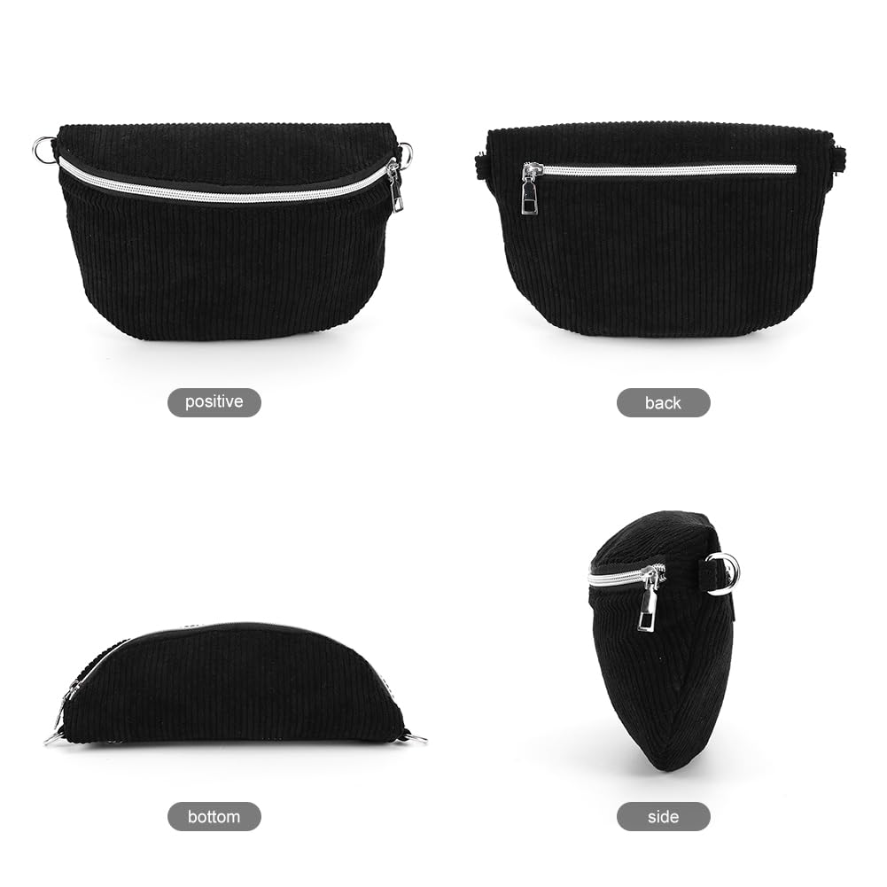 Sac banane en velours côtelé avec sangle réglable, sac de poitrine pour homme et femme