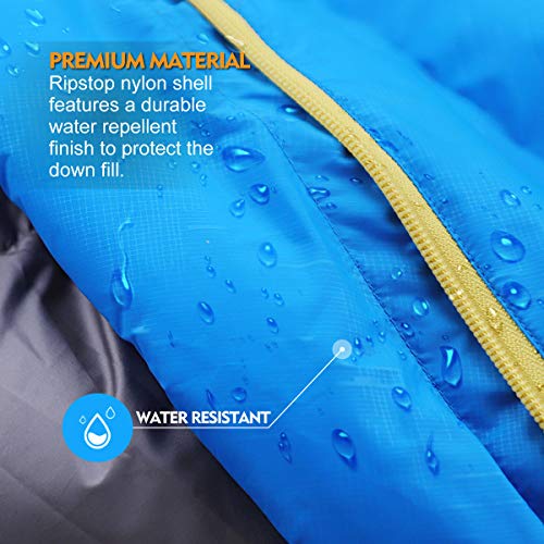 ZOOOBELIVES 10 Degree F Hydrophobic Down Sleeping Bag for Adults - Lightweight and Compact 4-Season Mummy Bag for Backpacking, Camping, Mountaineering and Other Outdoor Activities – Alplive D1500 - Thumbnail 4