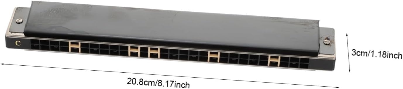 28-hole Complex Tone Harmonica Key of C with Portable Storage Box, Professional Music Instrument for Adults, Black Wind Instrument for Folk and World Music