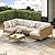 Jing's Villa 7-Piece Outdoor Patio Furniture Set,Rattan Conversation Sectional Sofa w/Coffee Table, All-Weather Patio Conversation Set with Thick and Anti-Slip Cushions for Backyard,Deck,Beige