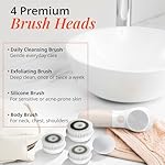 Raedia Handheld Facial Cleansing Brush with 4 Interchangeable Brush Heads by Vanity Planet - Lightweight Daily Cleansing Brush for Glowing Skin - Water Resistant Face Exfoliator - Warm Grey - Image 4
