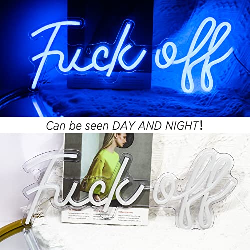 Neon-Schild ineonlife „Fuck off“ in Blau mit LED-Schriftzug
