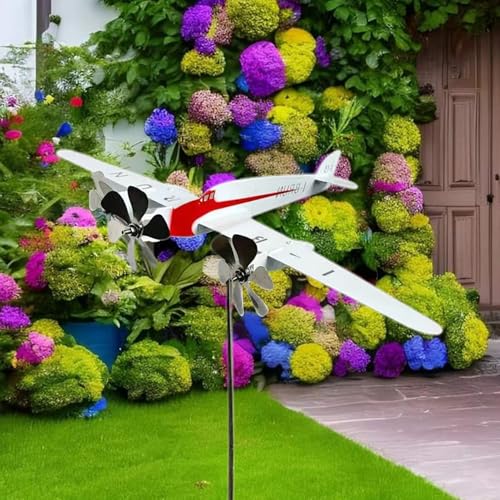 Veleta avión y molinete giratorio exterior para decoración de vallas y césped 4
