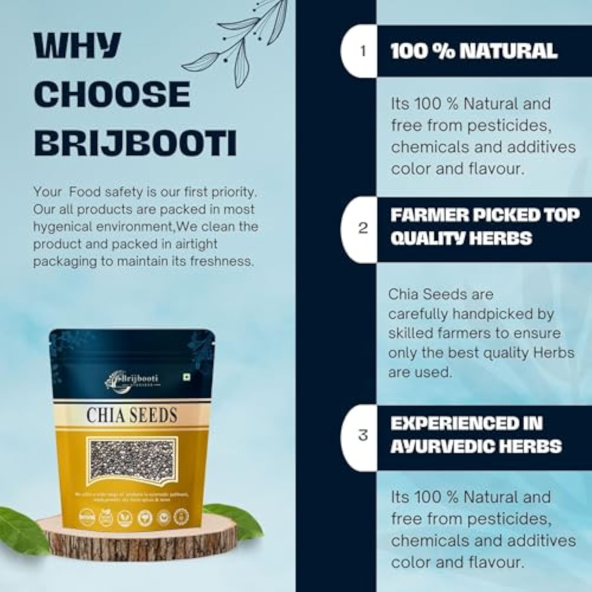 Brijbooti Organic Chia Seed for Weight Loss - 250 Grams