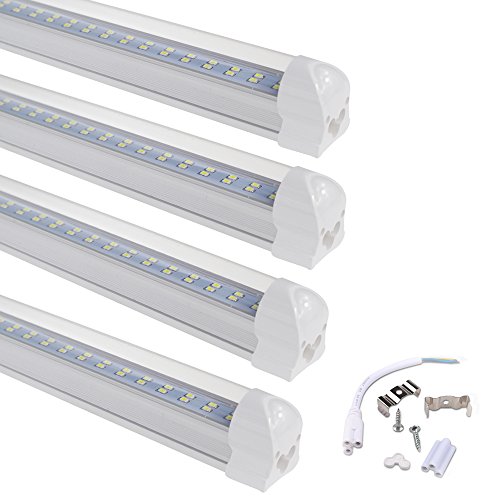 FALANFA Integrated LED Tube Lights 8ft Dual-Sided 170 Degree, 72W 72000LM, AC85-277V, SMD2835 Clear Cover, Cool White 6000K, LED Cooler Door Lights 25 Pack