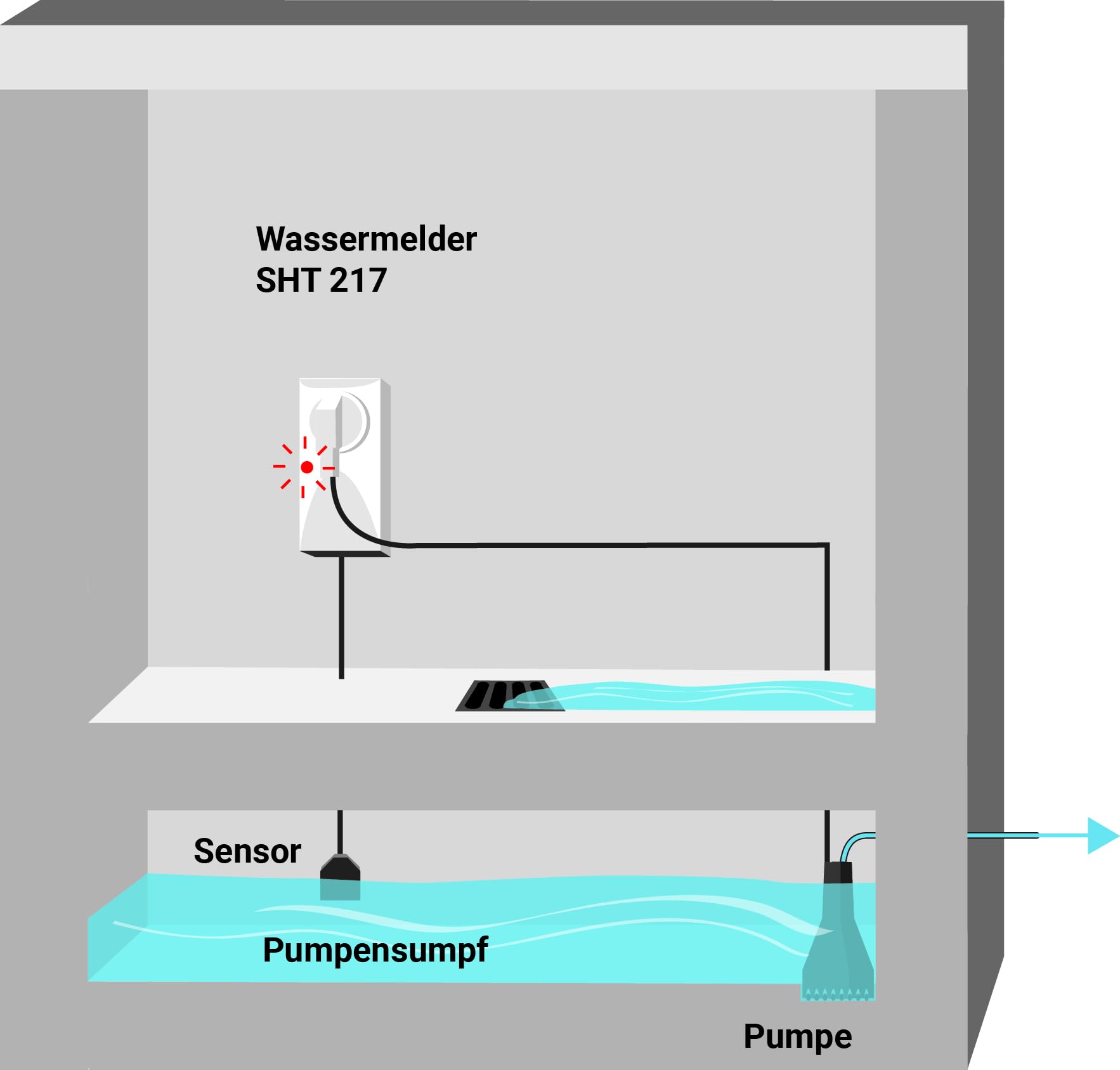 Elektrotechnik Schabus Detector de agua para el control de bomba, 1 pieza, color blanco, Sht 217 Bomba Control