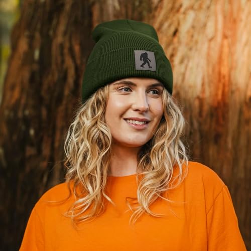 Image of Bigfoot Beanie for Men - Sasquatch Hat Winter Knit Cuffed Beanie for Women - Bigfoot Gifts for Christmas & New Year