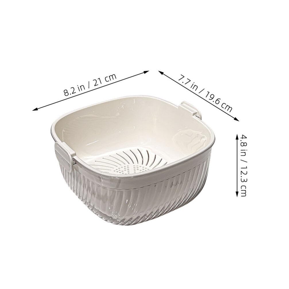 HOLIDYOYO 1set Double Layer Kitchen Draining Basket Multi-function Fruit Washing Strainer Drainage Creamy Lightweight and Easy to Use for Daily Food Prep