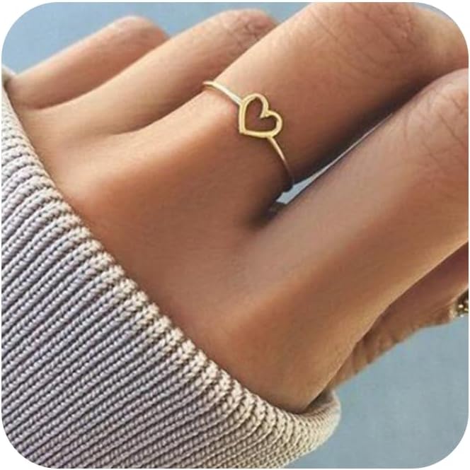 Metmejiao ピーチハートデザイン 18K ローズゴールドメッキ リング ハートバンドリング ファッションジュエリー レディー