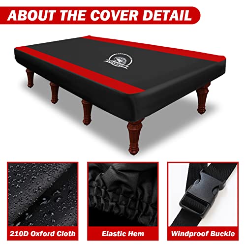 Covervin Billiard Pool Table Cover,Heavy Duty 210D Oxford Cloth Material All Weather Waterproof Dustproof Uv Protection(8Ft/Red) #TOP2
