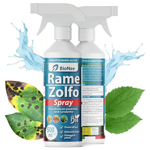 Spray de cobre azufre 500 ml – Tratamiento natural listo para usar para plantas ornamentales, frutales, huertos y jardín – con cobre, azufre, caolín y microelementos