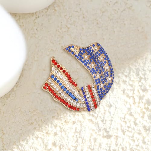 Image of Rhinestone Brooch Pins for Women, Vintage Crystal Enamel Brooches, American Flag Pin Patriotic Lapel Pins Gift for Suit Clothes Bag Accessories
