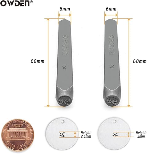 Miniatura 2 de Owden Professional 2 Pieces Metal Steel Design Stamps kit for Jewelry DIY Stamp Making,Made of Alloy Steel,for Marking on