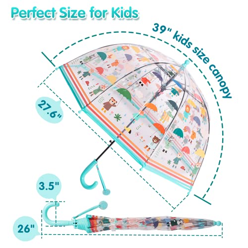 Llanxiry Umbrella Kids Clear Bubble Auto Open Umbrellas For Rain Children's Safe Transparent Dome Waterproof Stick Lightweight Umbrella For Boys Girls (Bear-Blue) #TOP2