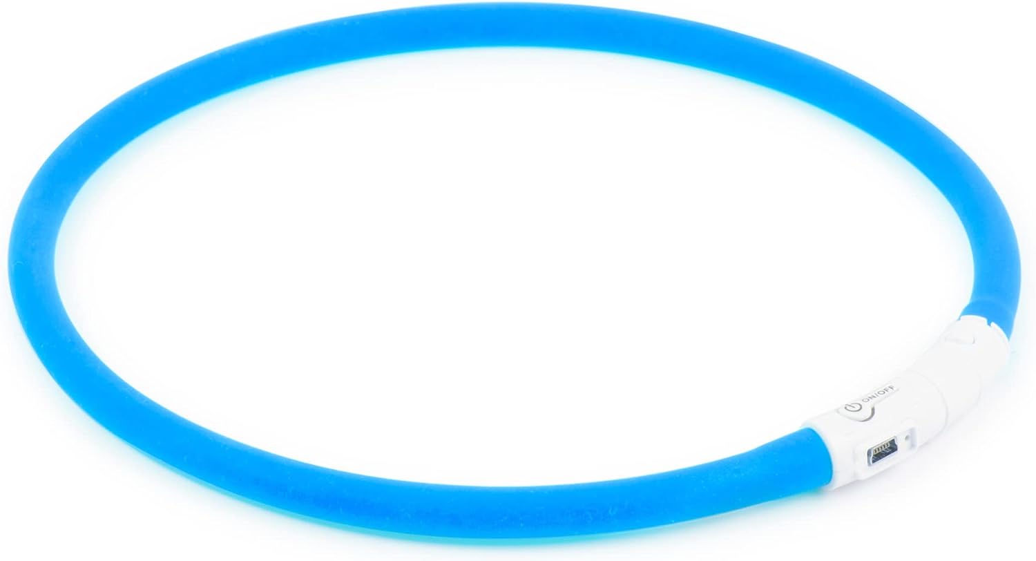 Ancol USB Flashing Band for Dogs in Blue - Waterproof Safety Accessory for Night Visibility - 60cm