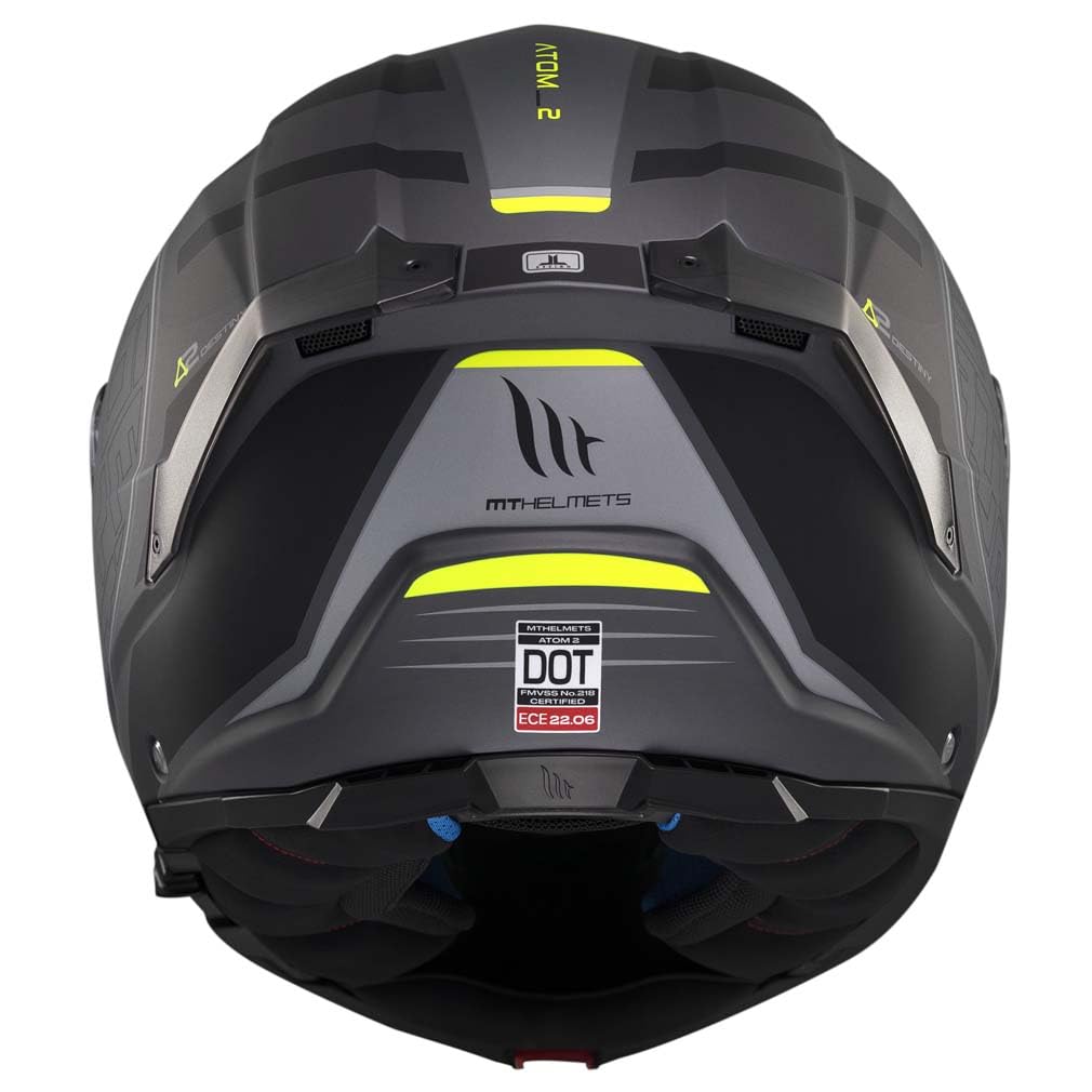 Designed MT Atom 2 Destiny C2 Gris Amarillo Mate Bluetooth Sena Integrado - Casco de Moto Modular Abatible con Visor Solar - Unisex Hombre y Mujer - Homologado P/J ECE 22.06