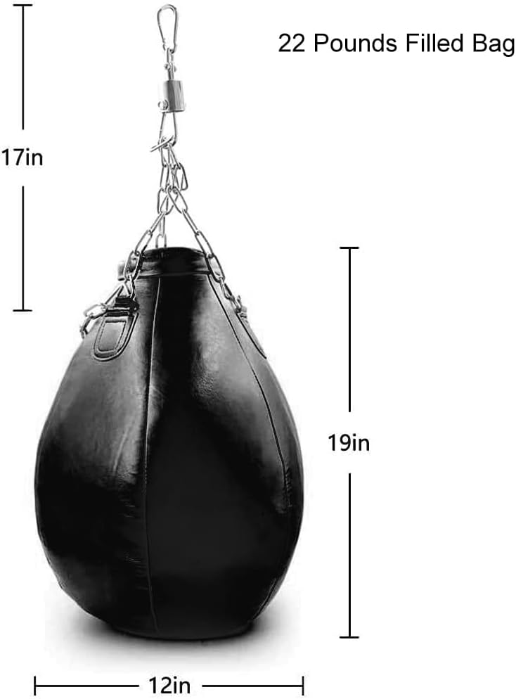 Luwint 12’’ 22 Pounds Filled Hanging Wrecking Ball Punching Bag for Boxing Workout Training