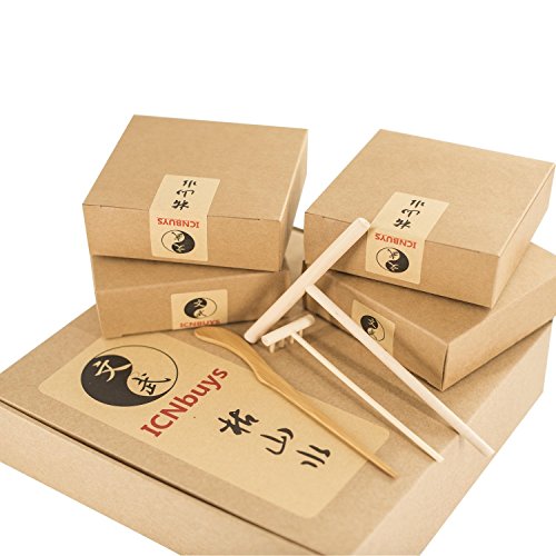 ICNBUYS Mini Zen Garden Bridge Fisher Man Set Table Top Office and Home Decoration with Free Rake and Pushing Sand Pen Base Tray Diameter 9.4 inches - Thumbnail 2
